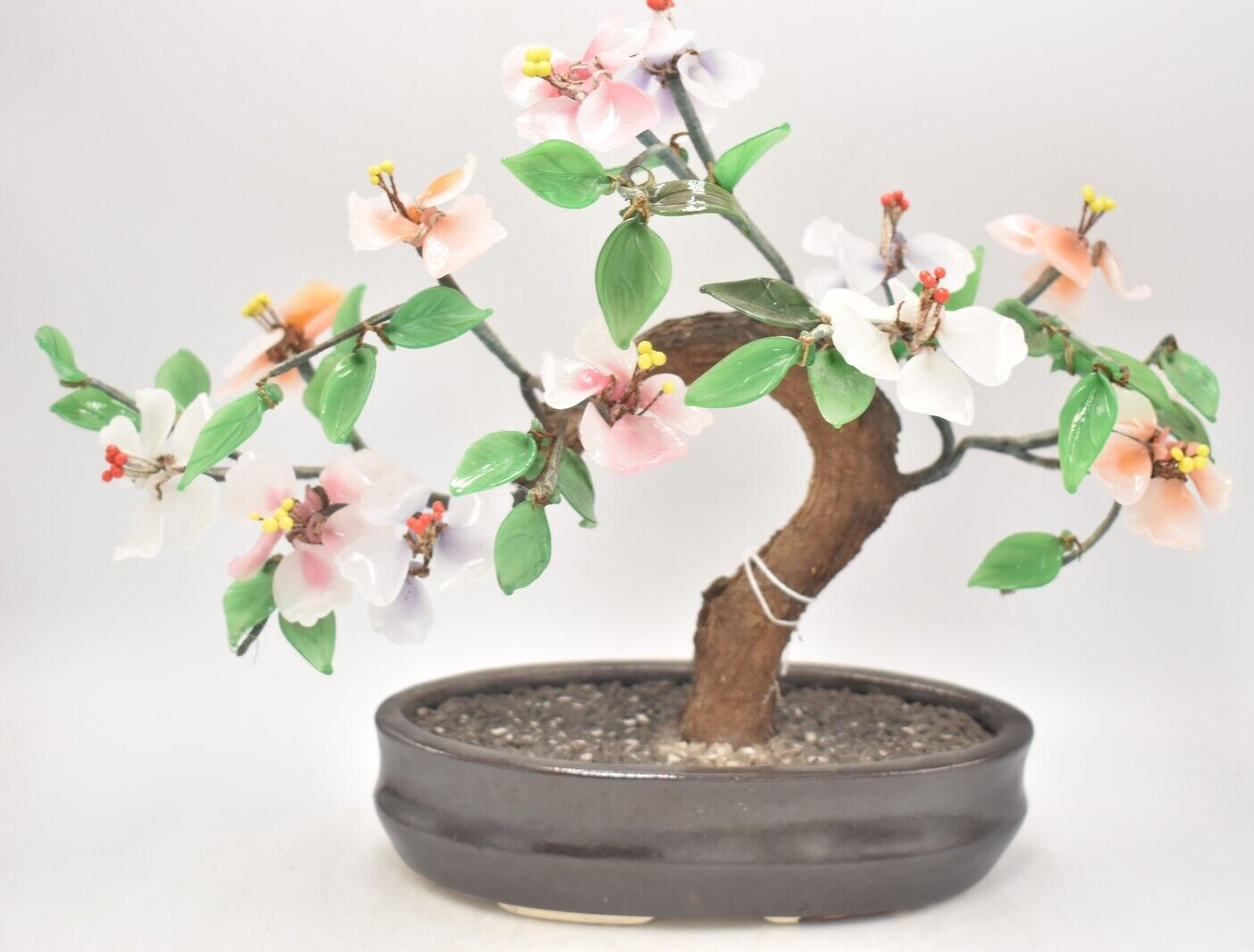 Vintage bonsai tree with pink quartz deals