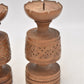 Vintage Rustic Set of 2 Wooden Tealight Holders Handcarved Decorative