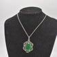 Vintage Art Nouveau Sterling Silver 925 Necklace with Green Chalcedony Pendant