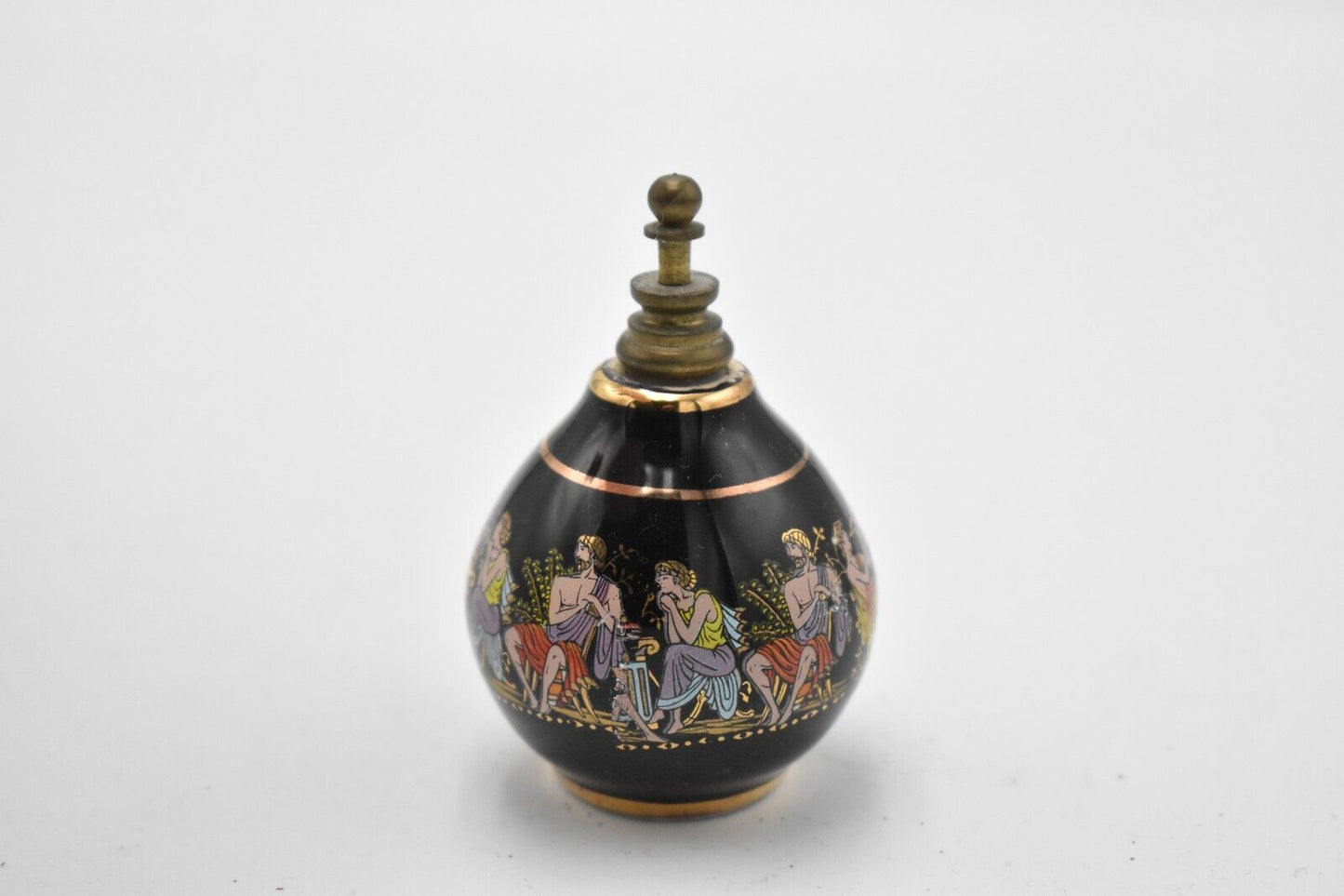 Vintage Painted Enamel Solid Small Decorative Perfume Bottle Greek Mythology