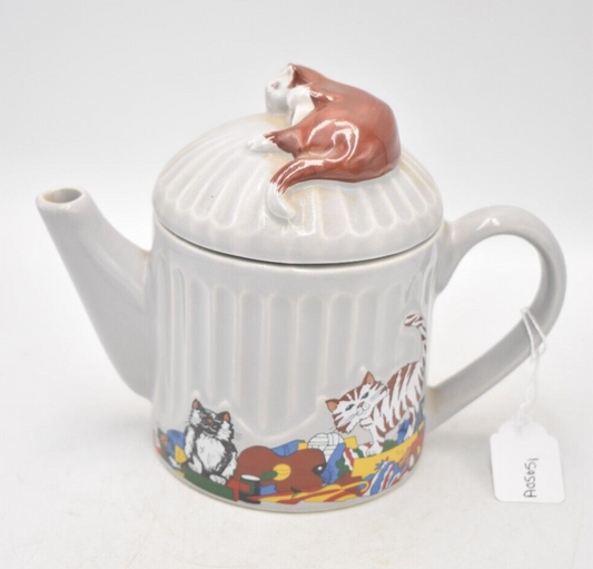 Wade Whimsical Teapots Feline Collection design by Judith Wootton Cats in a Bin