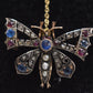 Antique Victorian 9ct Gold Butterfly Brooch with Diamonds, Sapphires, Rubies