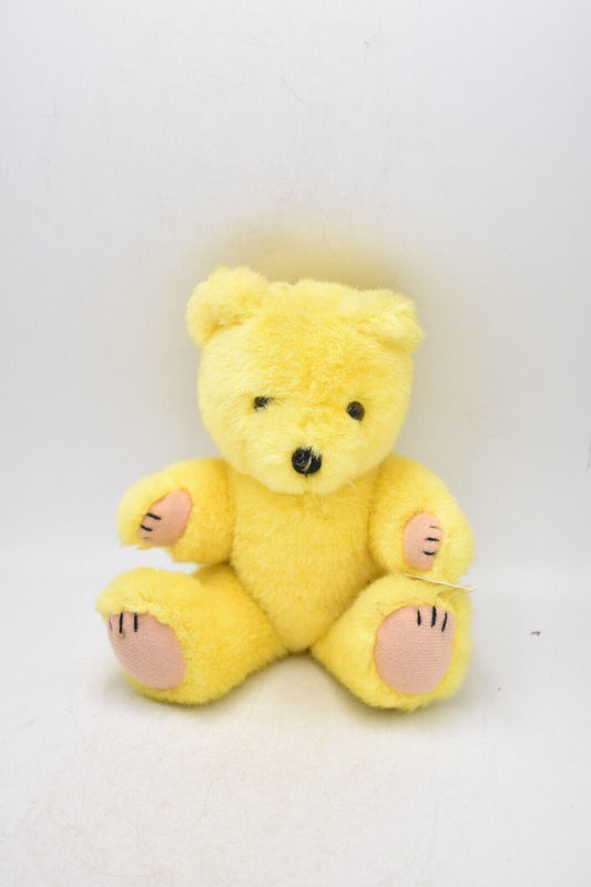 Vintage Salco Group Bright Yellow Jointed Teddy Bear Plush Soft Toy Retired