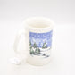 Vintage Teddy Bear Ice Skating Winter Scene Coffee Mug Tea Cup