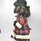 Vintage Porcelain Doll Brown Hair, Green Eyes and Tartan Dress