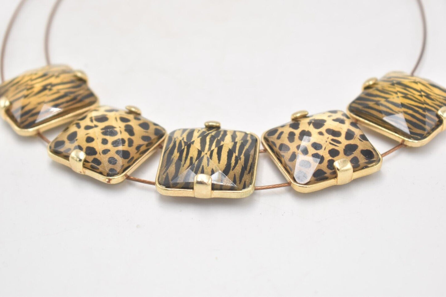 Vintage Retro Choker Necklace with Animal Print Pendants Costume Jewellery