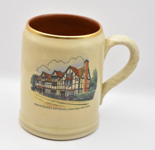 Vintage Shakespeare's Birthplace Ceramic Mug Buckfast Pottery Devon England