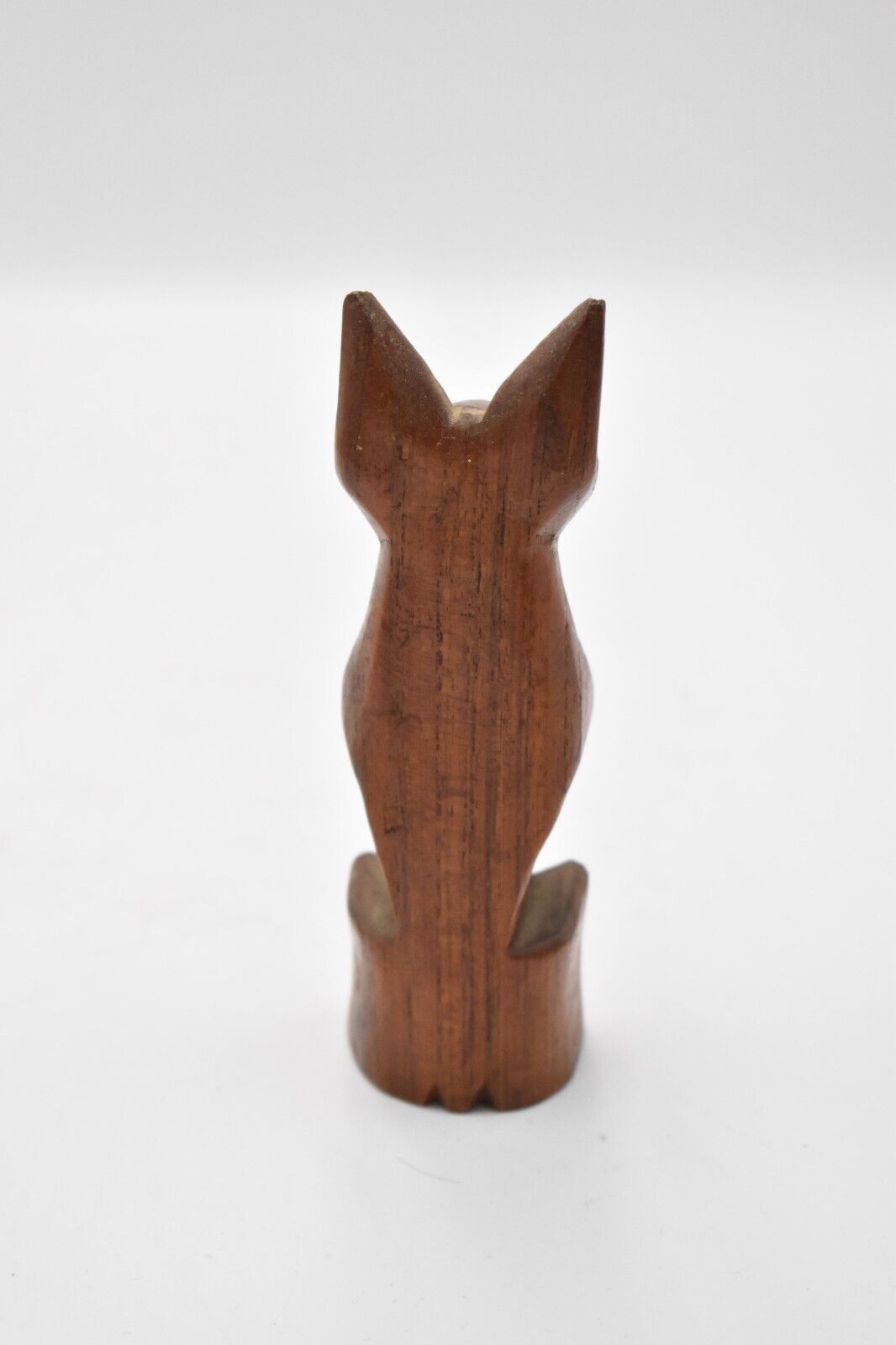 Vintage Hand Carved Wooden Cat Figurine Statue Ornament