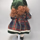 Vintage Porcelain Doll with Ginger Hair, Green Eyes & Tartan Dress (30cm)