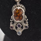 Vintage Surati Sterling Silver 925 Necklace with Amber Stone in Silver Setting