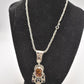 Vintage Surati Sterling Silver 925 Necklace with Amber Stone in Silver Setting