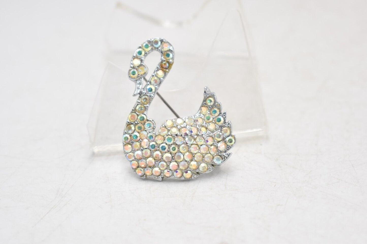 Vintage Swan Rhinestone Diamante Brooch – Ladies Costume Jewellery