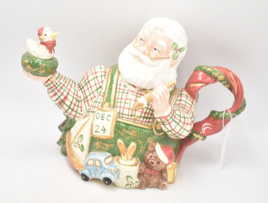 Vintage Fitz & Floyd Omnibus Santa's Toy Factory Teapot Decorative