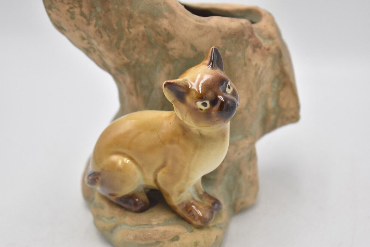 Vintage Siamese Cat Vase Ceramic