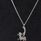 Vintage Sterling Silver 925 Necklace with Amber Stones in Floral Silver Setting