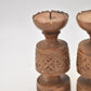 Vintage Rustic Set of 2 Wooden Tealight Holders Handcarved Decorative