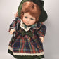 Vintage Porcelain Doll with Ginger Hair, Green Eyes & Tartan Dress (30cm)