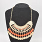 Vintage Cleopatra Style Statement Beaded Necklace Orange & Gold Tone Ladies