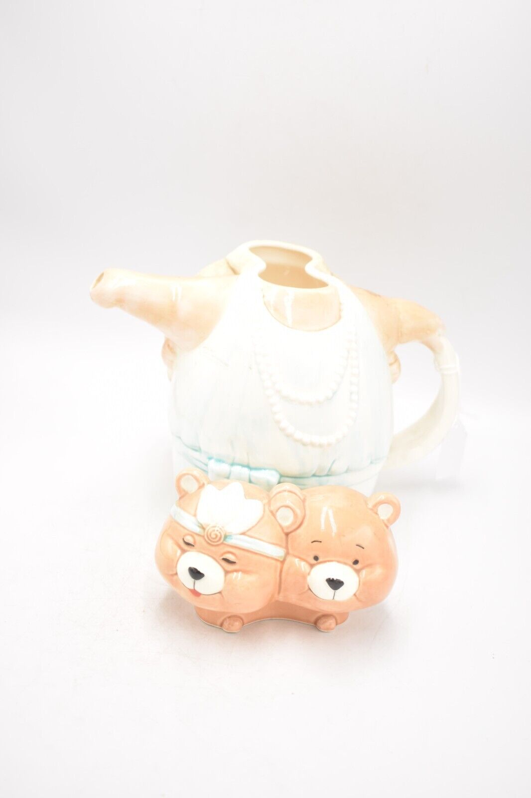 Vintage Teddy Bear Couple Ballroom Dancing Teapot Novelty Decorative Collectible