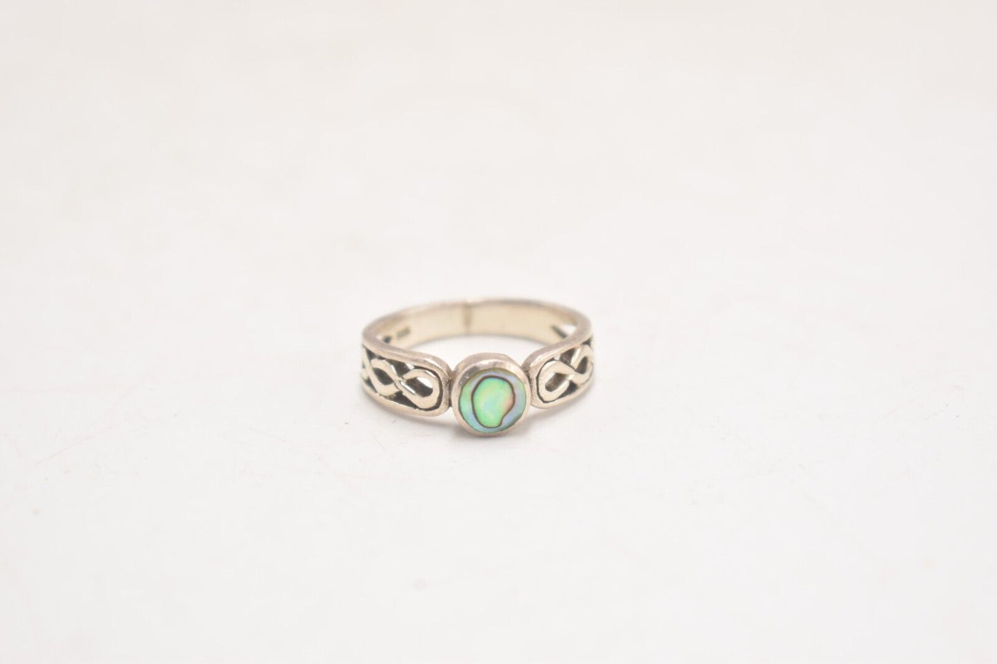 Vintage Sterling Silver 925 & Abalone Mother of Pearl Ring – Size P 1/2