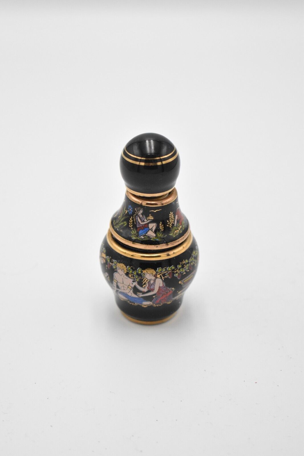 Vintage Painted Enamel Decorative Perfume Bottle Greek Mythology