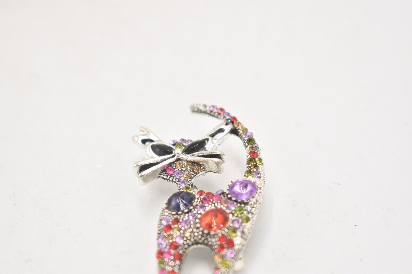 Vintage Cat Rhinestone Multi Colour Brooch Ladies Brooch Women's Brooch