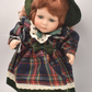 Vintage Porcelain Doll with Ginger Hair, Green Eyes & Tartan Dress (30cm)