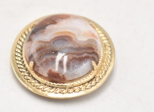 Vintage Agate Oval Stone Brooch, Costume Jewellery Ladies Womens