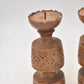 Vintage Rustic Set of 2 Wooden Tealight Holders Handcarved Decorative