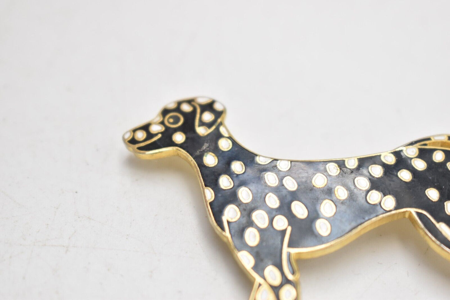 Vintage Dalmatian Dog Brooch Enamel - Costume Jewellery