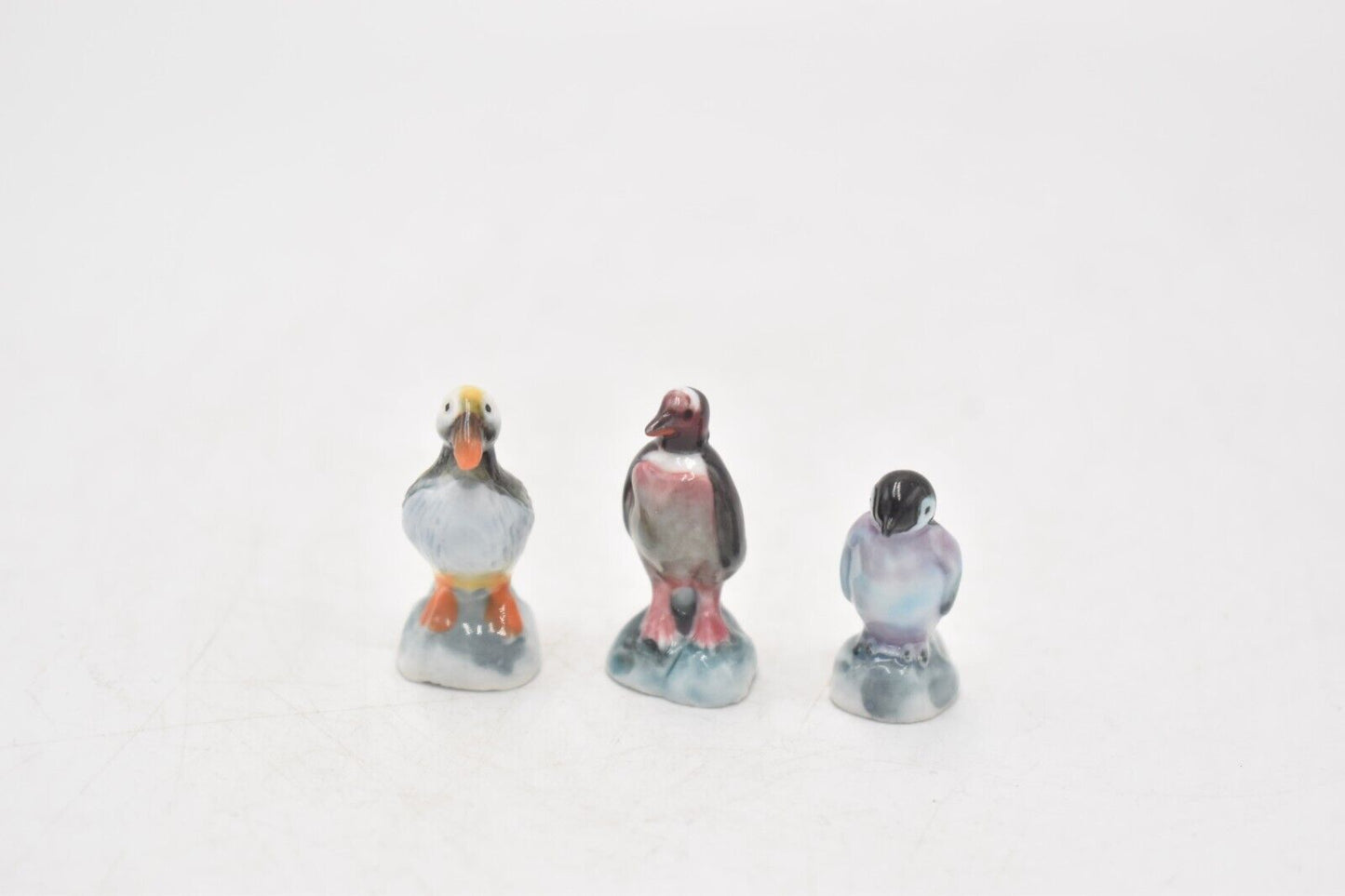 Vintage Miniature Penguin Trio Figurines Statues Ornaments x3