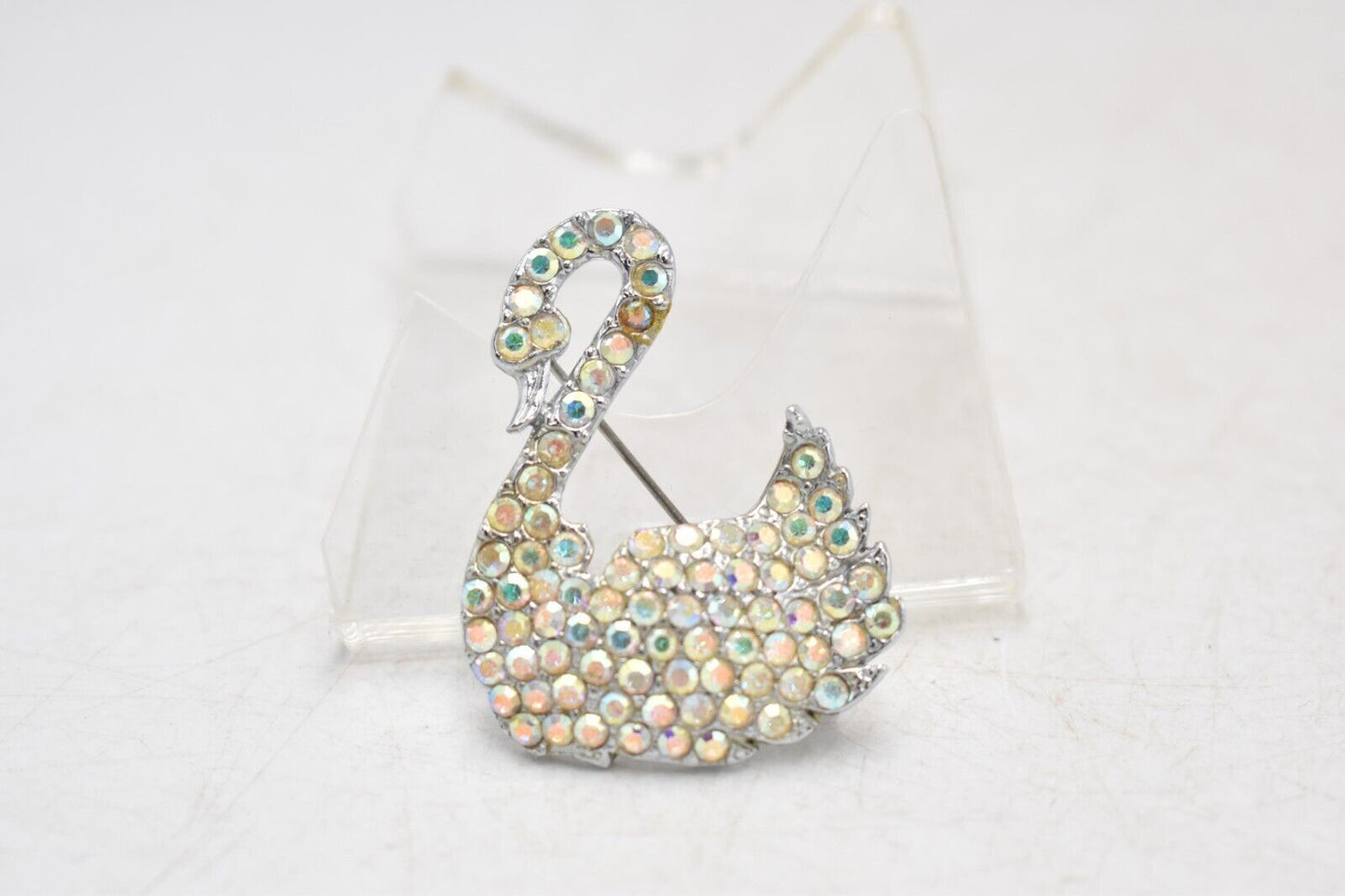 Vintage Swan Rhinestone Diamante Brooch – Ladies Costume Jewellery