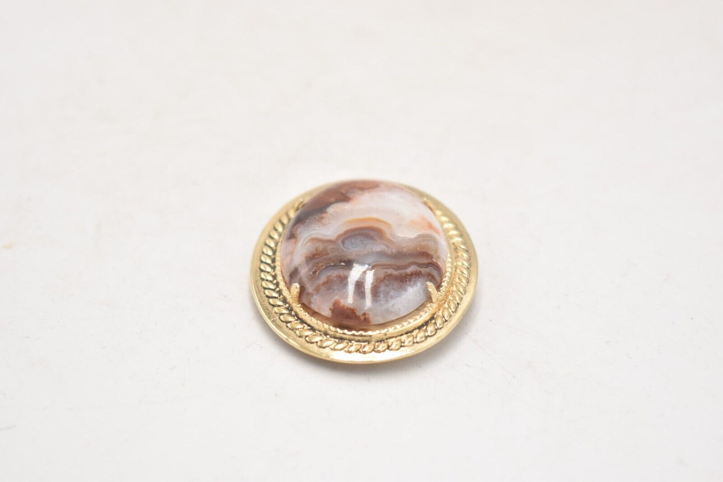 Vintage Agate Oval Stone Brooch, Costume Jewellery Ladies Womens