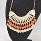 Vintage Cleopatra Style Statement Beaded Necklace Orange & Gold Tone Ladies