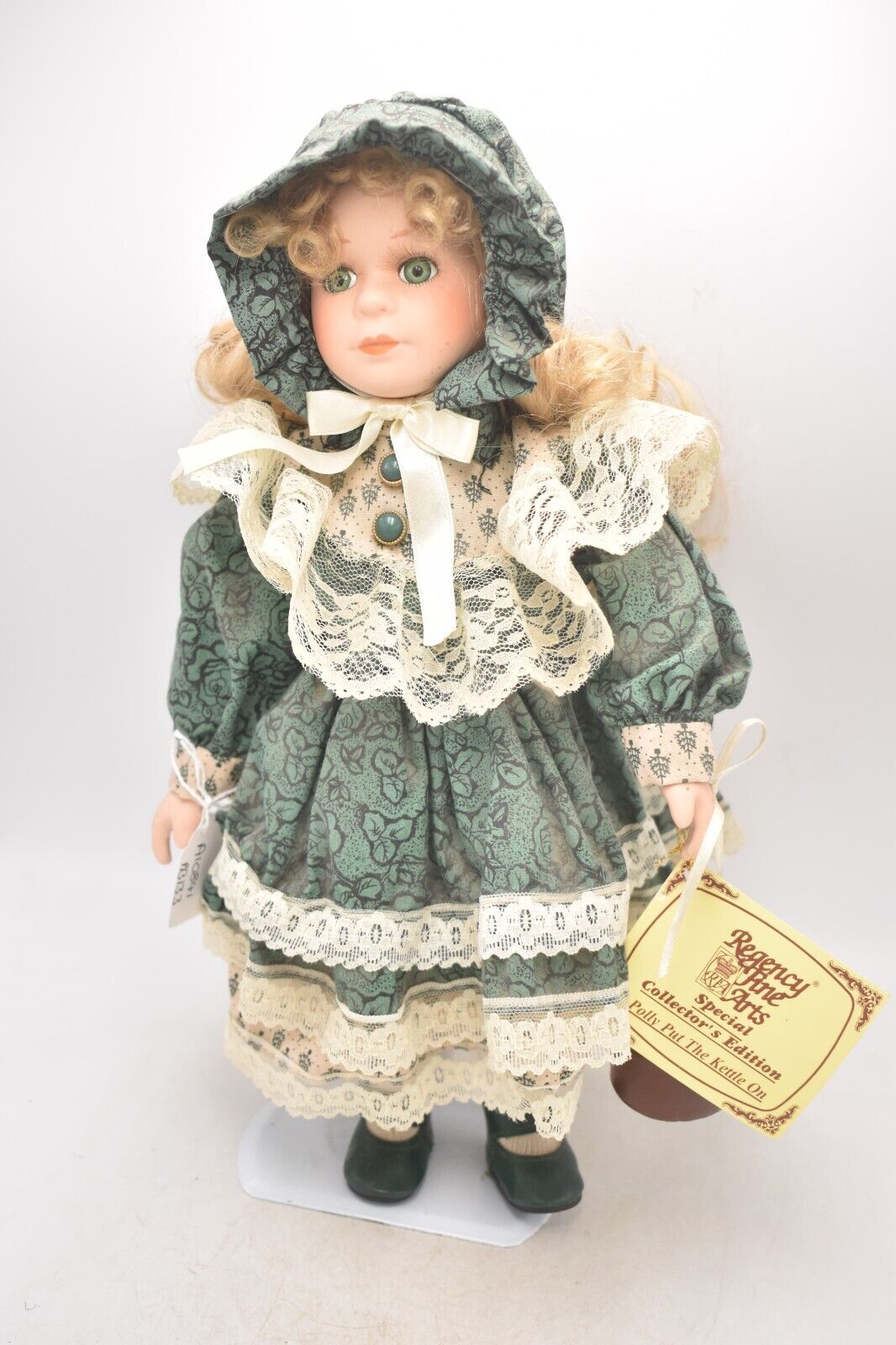 Vintage Regency Fine Arts Polly Put the Kettle On Porcelain Doll Retir Collectible Pawn