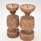 Vintage Rustic Set of 2 Wooden Tealight Holders Handcarved Decorative