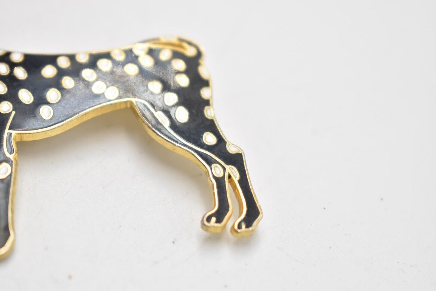 Vintage Dalmatian Dog Brooch Enamel - Costume Jewellery