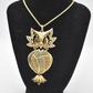 Vintage Gold Tone Owl Pendant Statement Necklace Costume Jewellery