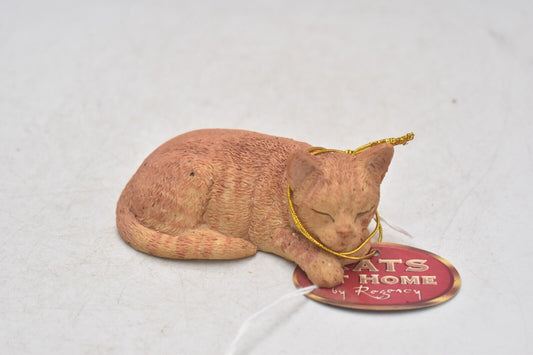 Vintage Regency Ginger Cat Figurine Statue Ornament Resin