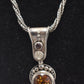 Vintage Surati Sterling Silver 925 Necklace with Amber Stone in Silver Setting