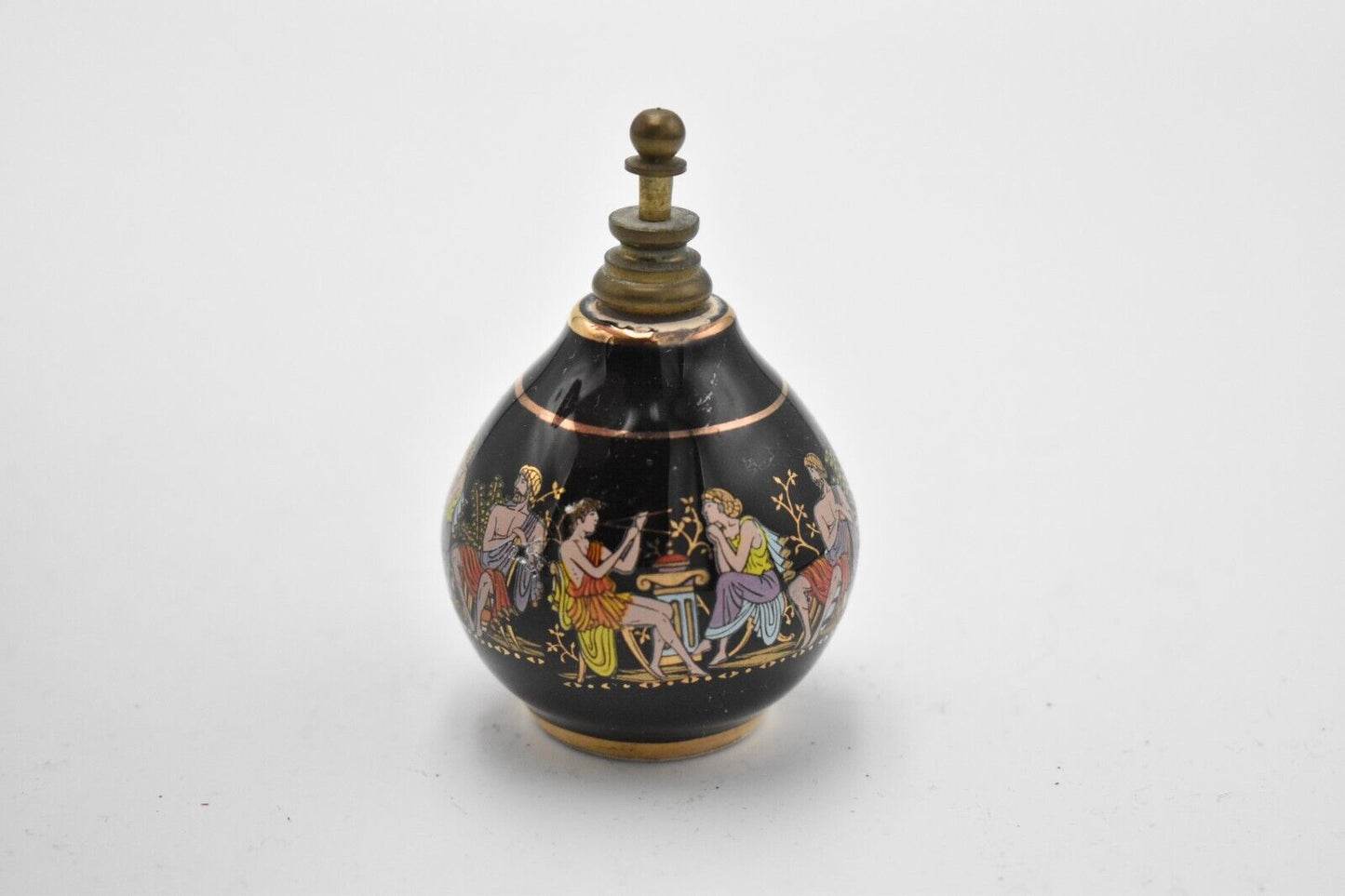 Vintage Painted Enamel Solid Small Decorative Perfume Bottle Greek Mythology