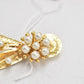 Vintage Gold-Tone Ribbon Brooch with Faux Pearls Ladies Costume Jewellery