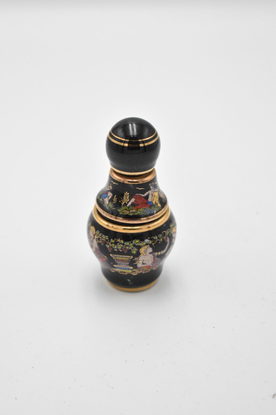 Vintage Painted Enamel Decorative Perfume Bottle Greek Mythology