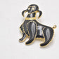 Vintage Black and Gold Tone Poodle Dog Brooch with Rhinestone Eyes