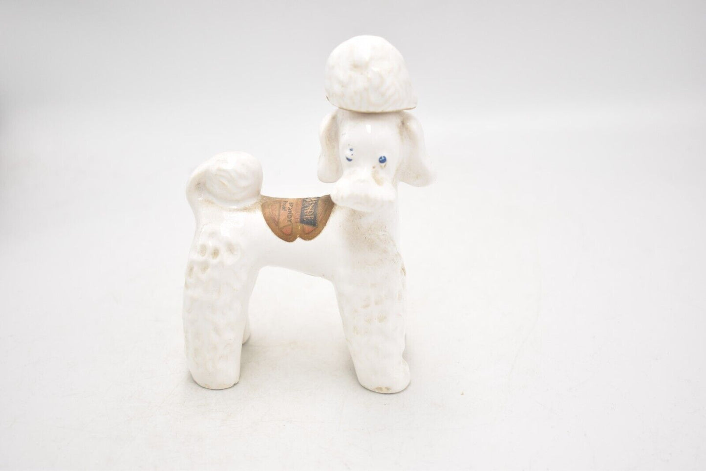 Vintage Rynbende Pottery White Poodle Dog Bottle Cherry Brandy Holland Ceramic