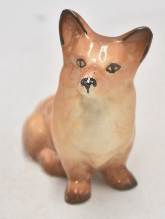 Vintage Studio Pottery Welsh Corgi Dog Figurine Statue Ornament Decorative