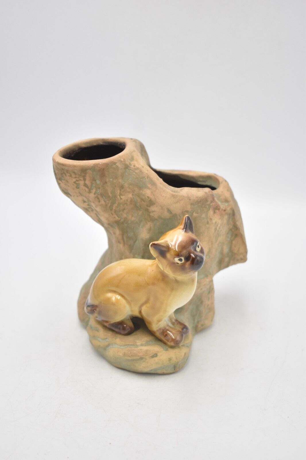 Vintage Siamese Cat Vase Ceramic