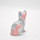 Park Rose Ceramic Cat Ornament Bridlington Pottery Blue Green Pink Floral