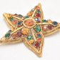 Vintage 1950s La Roco Star Brooch Colourful Jewel Tone Rhinestones Gold tone