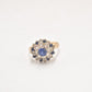 Vintage 9ct Yellow Gold Sapphire & Cubic Zirconia Cluster Cocktail Ring – Size P